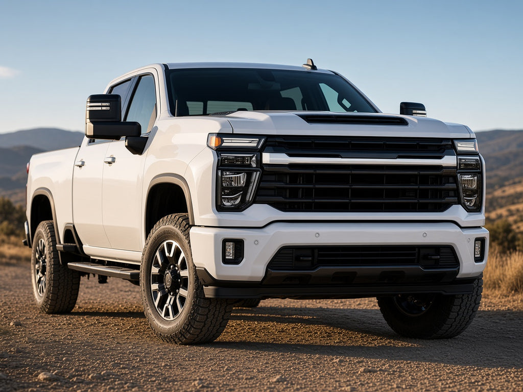 2024-2026 Chevy Silverado 2500HD with black halogen headlights installed