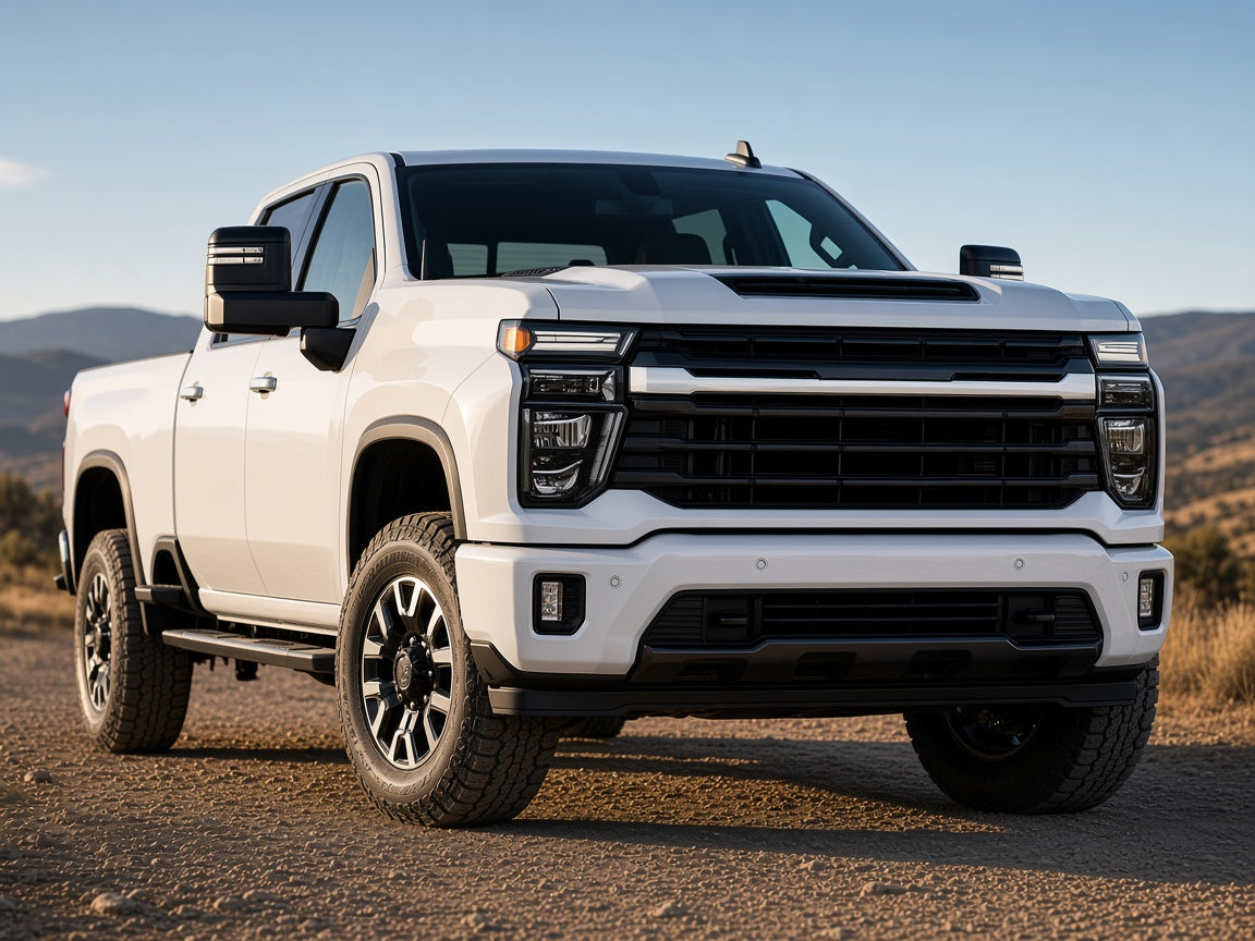 2024-2026 Chevy Silverado 2500HD with black halogen headlights installed