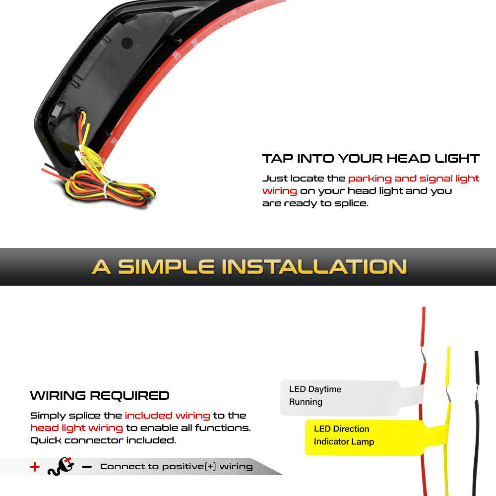 LED Smoked Fender Air Vent Side Markers for 2018-2023 Wrangler JL Gladiator JT Lighting