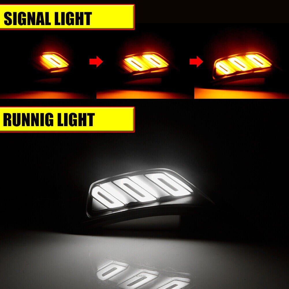 DRL And Turn Signal LED Front Fender Side Marker Lights for 2018 - 2023 Jeep Wrangler Gladiator JL JLU - GENSSI Lighting