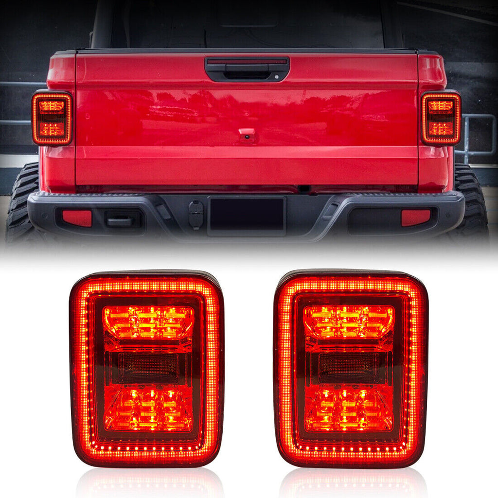 Smoked 2nd Gen LED Tail Lights Brake Turn Signal Reverse for Jeep Gladiator JT 2019-2023 Lighting