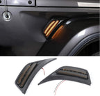 Smoked LED Front Fender Side Markers Turn Signal Lights for Jeep Wrangler JL JLU 2018+ - GENSSI Lighting
