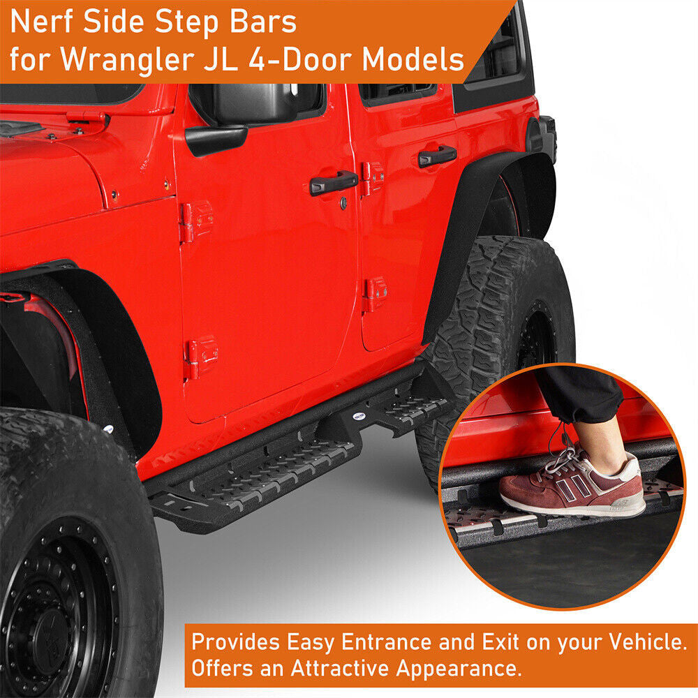 Running Board Nerf Side Step Bars for 2018-2024 Jeep Wrangler JL 4Dr Exterior Part