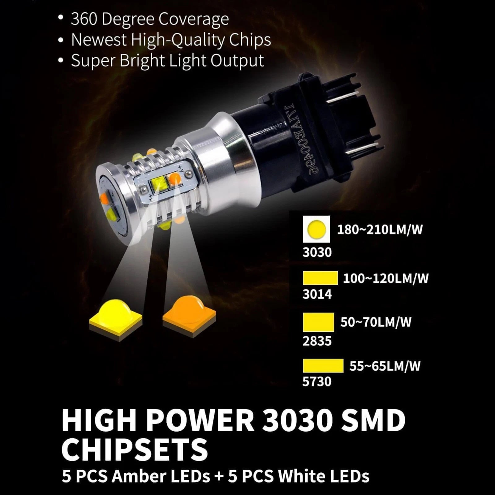 3157 3057 4157 3156 LED Tail Light Switch-Back Amber White Bulbs (2 Pack)
