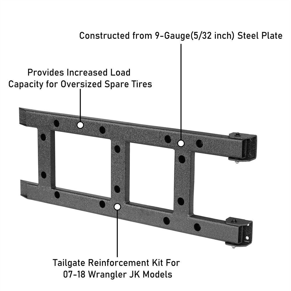 Tailgate Reinforcement Steel Powder Coated For 2007-2018 Jeep Wrangler JK Exterior Part