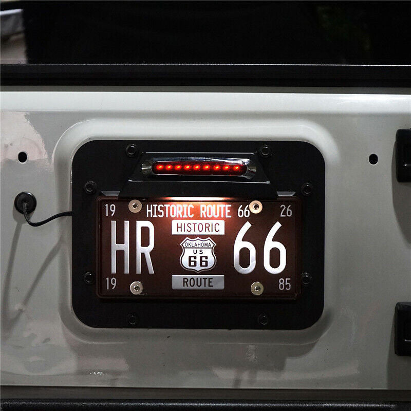 Tailgate Steel Spare Tire License Plate and LED Light for 2007-2018 Jeep Wrangler JK Exterior Part