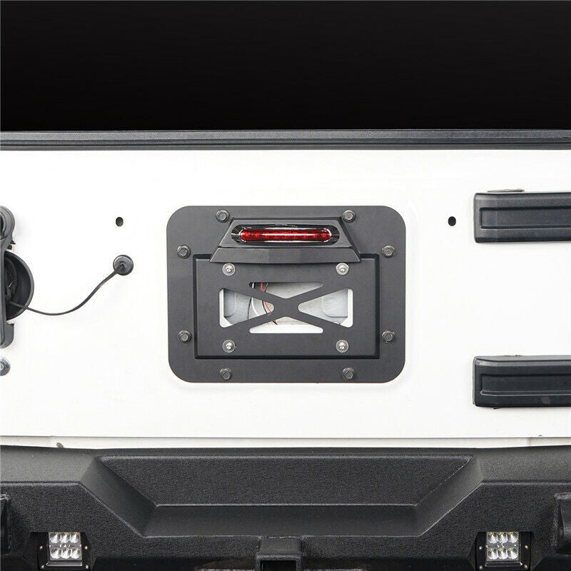 Tailgate Steel Spare Tire License Plate and LED Light for 2007-2018 Jeep Wrangler JK Exterior Part