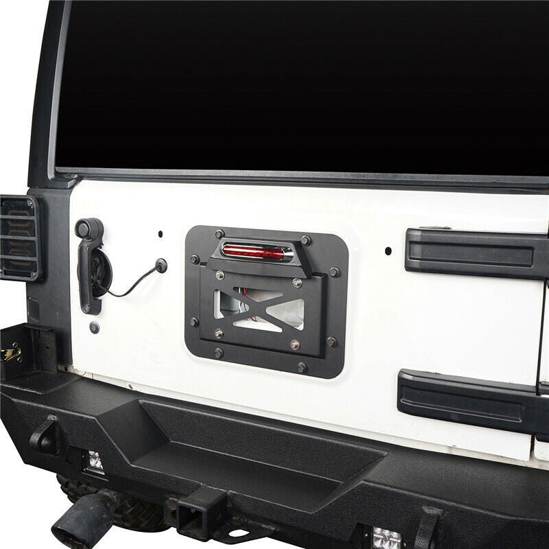 Tailgate Steel Spare Tire License Plate and LED Light for 2007-2018 Jeep Wrangler JK Exterior Part