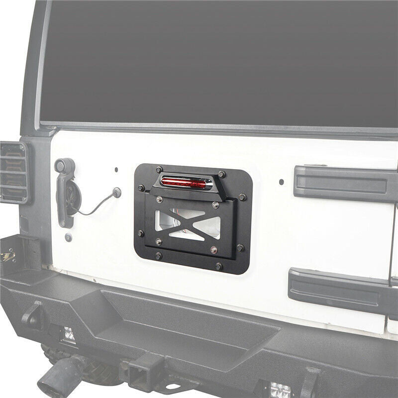 Tailgate Steel Spare Tire License Plate and LED Light for 2007-2018 Jeep Wrangler JK Exterior Part