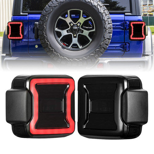 Smoked LED Tail Lights Brake Reverse Turn Signals for 2018-2021 Jeep Wrangler JL JLU Default Title Lighting