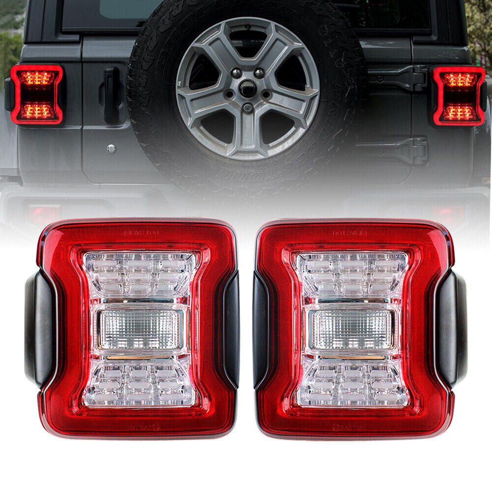 Clear LED Tail Lights Brake Reverse Turn Signals for 2018 - 2021 Jeep Wrangler JL JLU - GENSSI Lighting