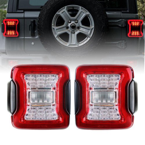 Clear LED Tail Lights Brake Reverse Turn Signals for 2018 - 2021 Jeep Wrangler JL JLU - GENSSI Lighting