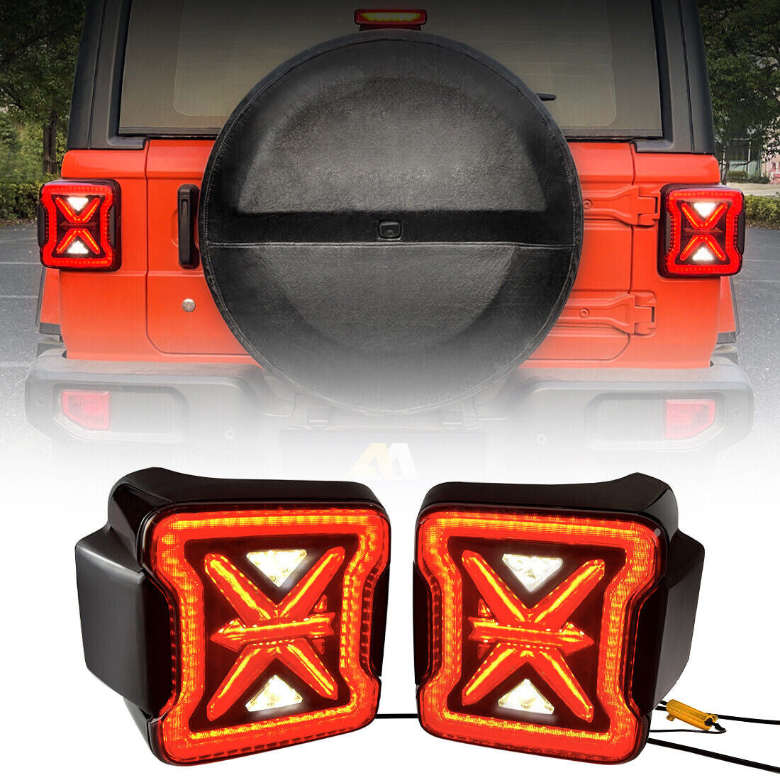 Arrow Smoked LED Rear Tail Lights Brake Reverse Turn Signals for 2018-2021 Jeep Wrangler JL JLU Lighting