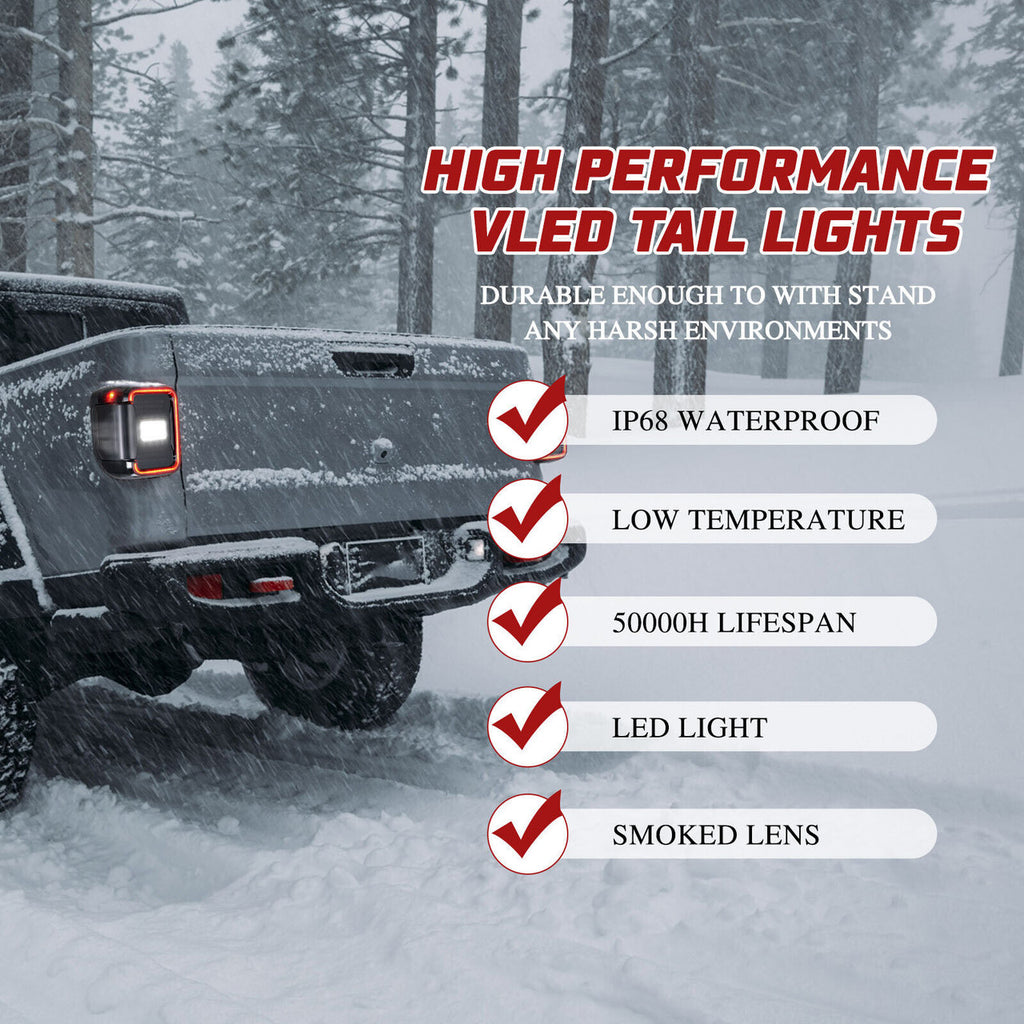 Smoked Lens Led Running Light Reversing Tail Lights for Jeep Gladiator JT 2019-2023 Lighting