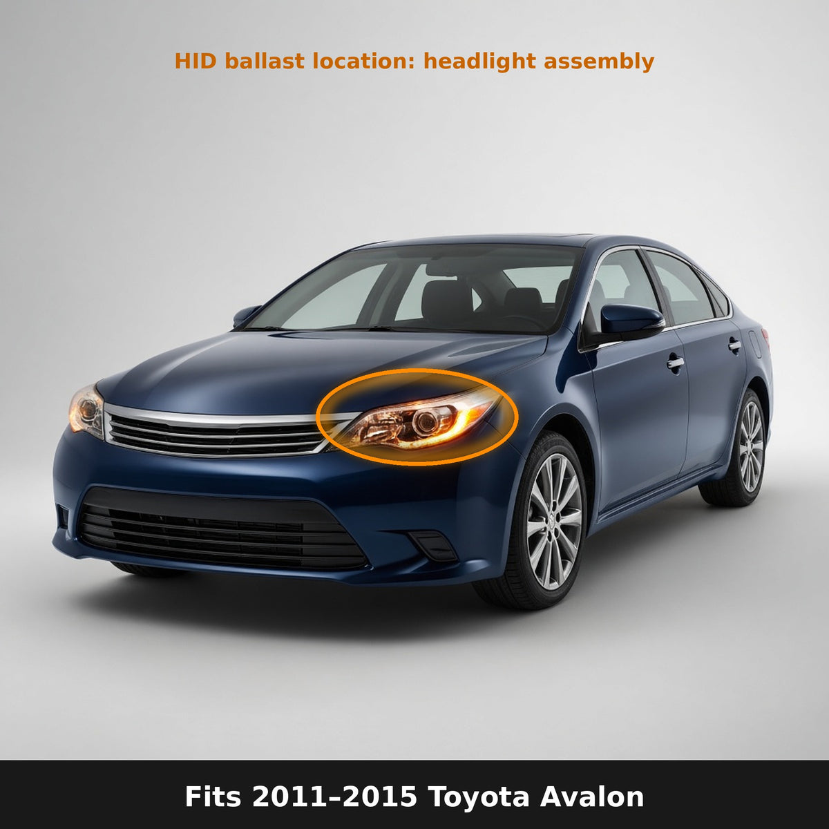 Fits 2011-2015 Toyota Avalon, ballast location in headlight