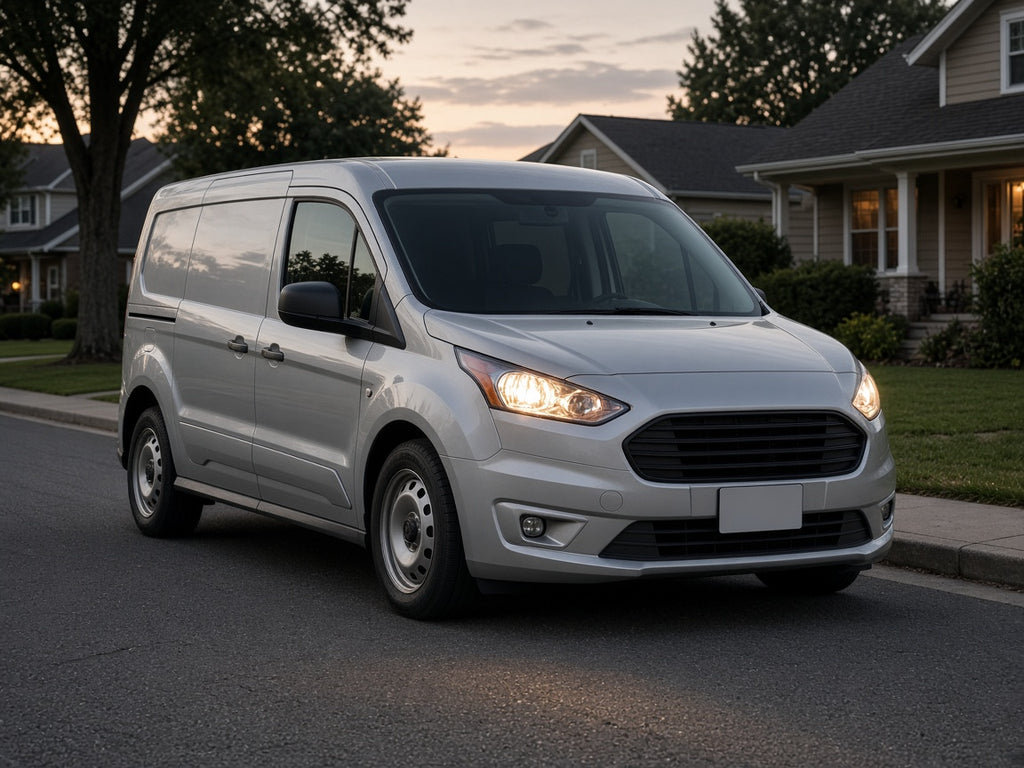 2019-2023 Ford Transit Connect with chrome halogen headlights installed