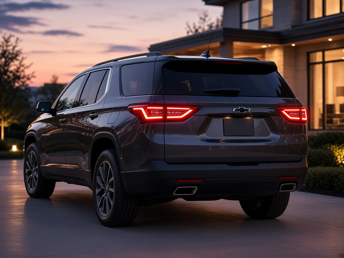 Chevy Traverse (2018-2021) with black LED outer tail lights installed