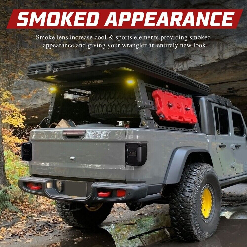 Smoked 3rd Gen LED Tail Lights Brake Turn Signal Reverse for Jeep Gladiator JT 2019-2023 Lighting