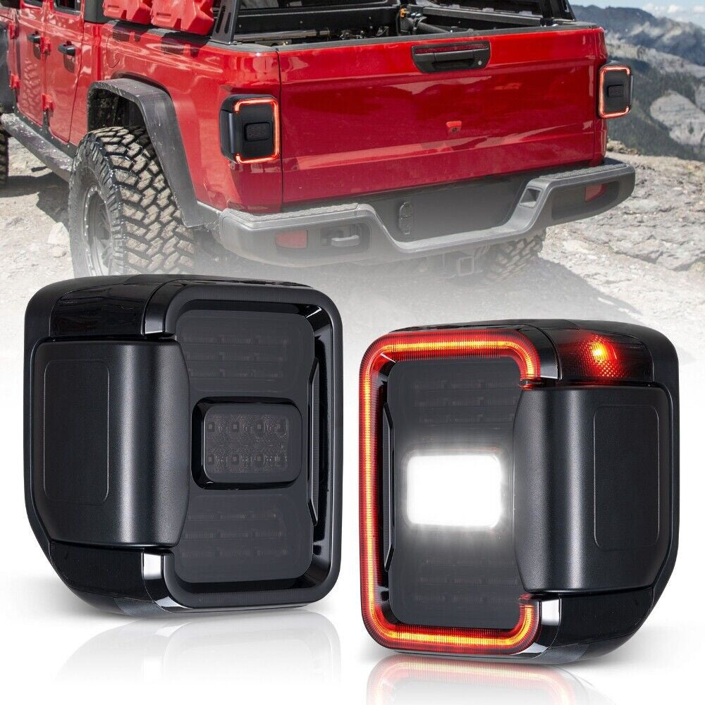 Smoked 3rd Gen LED Tail Lights Brake Turn Signal Reverse for Jeep Gladiator JT 2019-2023 Lighting