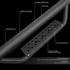 Coated Stars Side Steps for 2018 - 2022 Jeep Wrangler JL 4 Door - GENSSI Exterior Part
