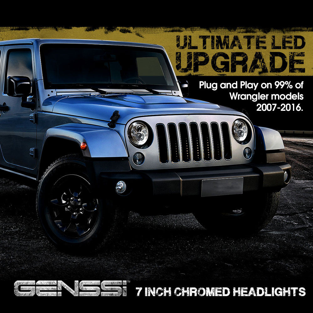 7 Inch Projector Chrome LED Headlights Set Lighting