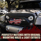Matte Black Grille US Flag Steel Mesh for Jeep Wrangler JK JKU 2007 - 2018 - GENSSI Grille