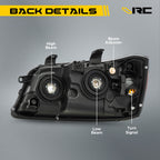 Black Halogen headlight features and specifications for 2001-2007 Toyota Highlander