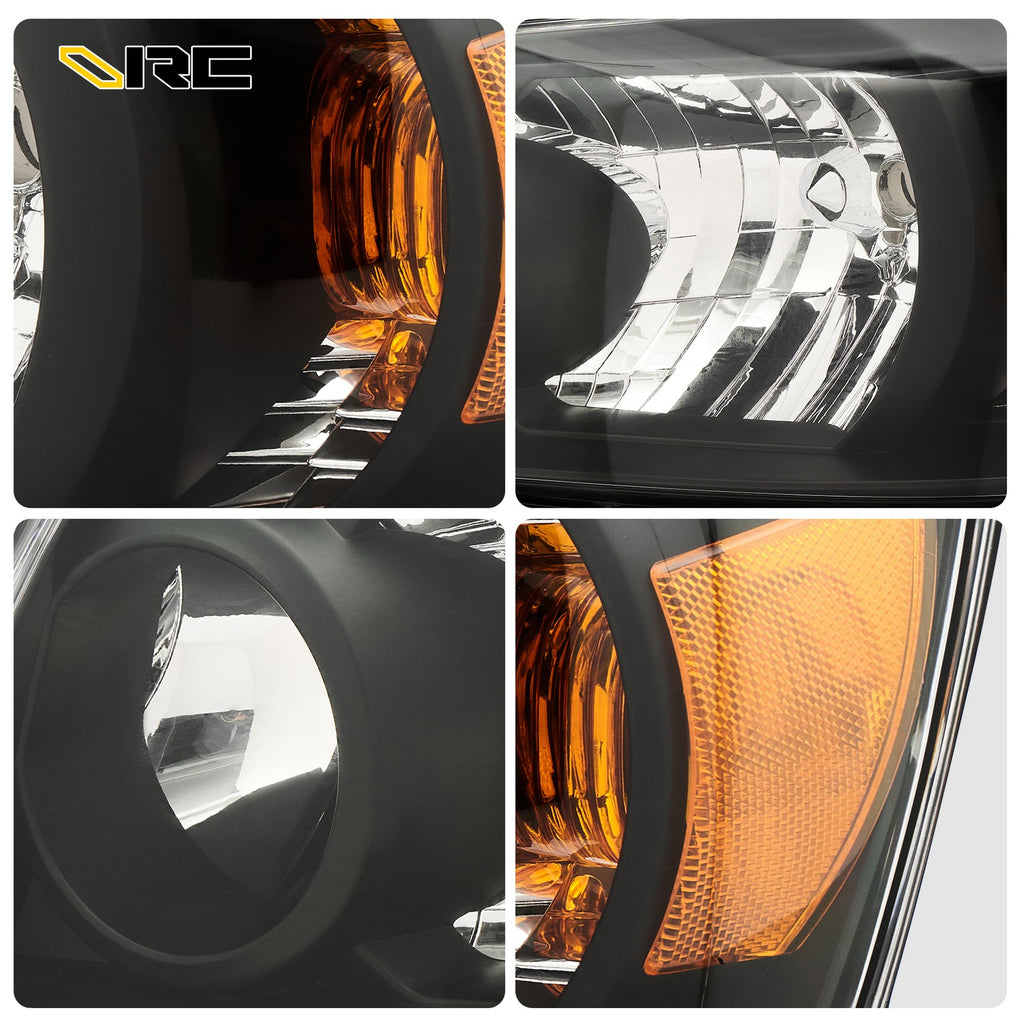 Black Halogen headlights pair front view for 2001-2007 Toyota Highlander