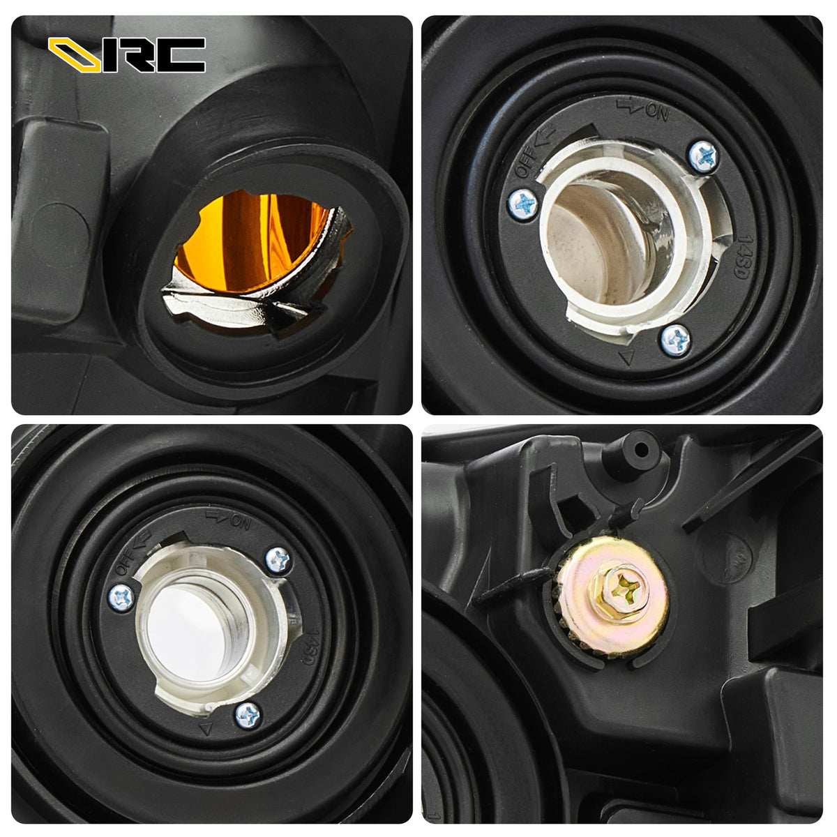 Driver side Black Halogen headlight close-up for 2001-2007 Toyota Highlander