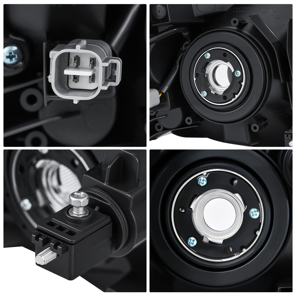 Black Halogen headlight lens and housing detail for 2009-2012 Toyota RAV4