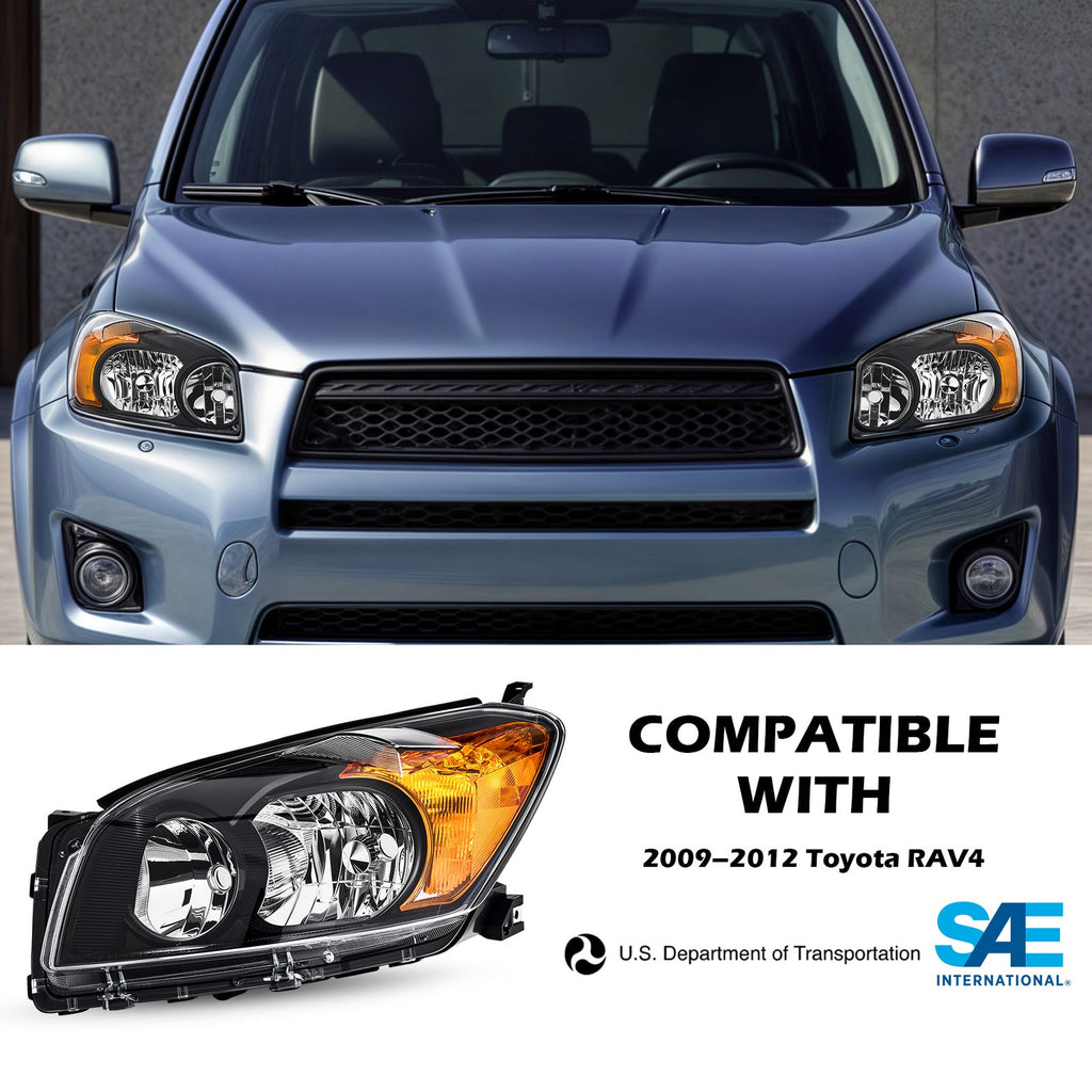 Fitment chart for Black Halogen headlights, 2009-2012 Toyota RAV4