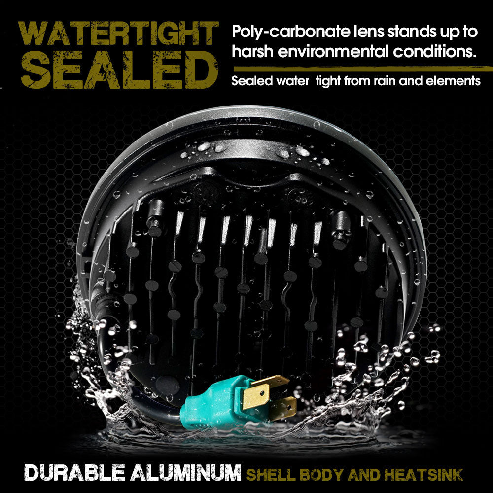 5.75 (5 3/4) In LED Black Projector Motorcycle Headlight Round DOT V2 Lighting