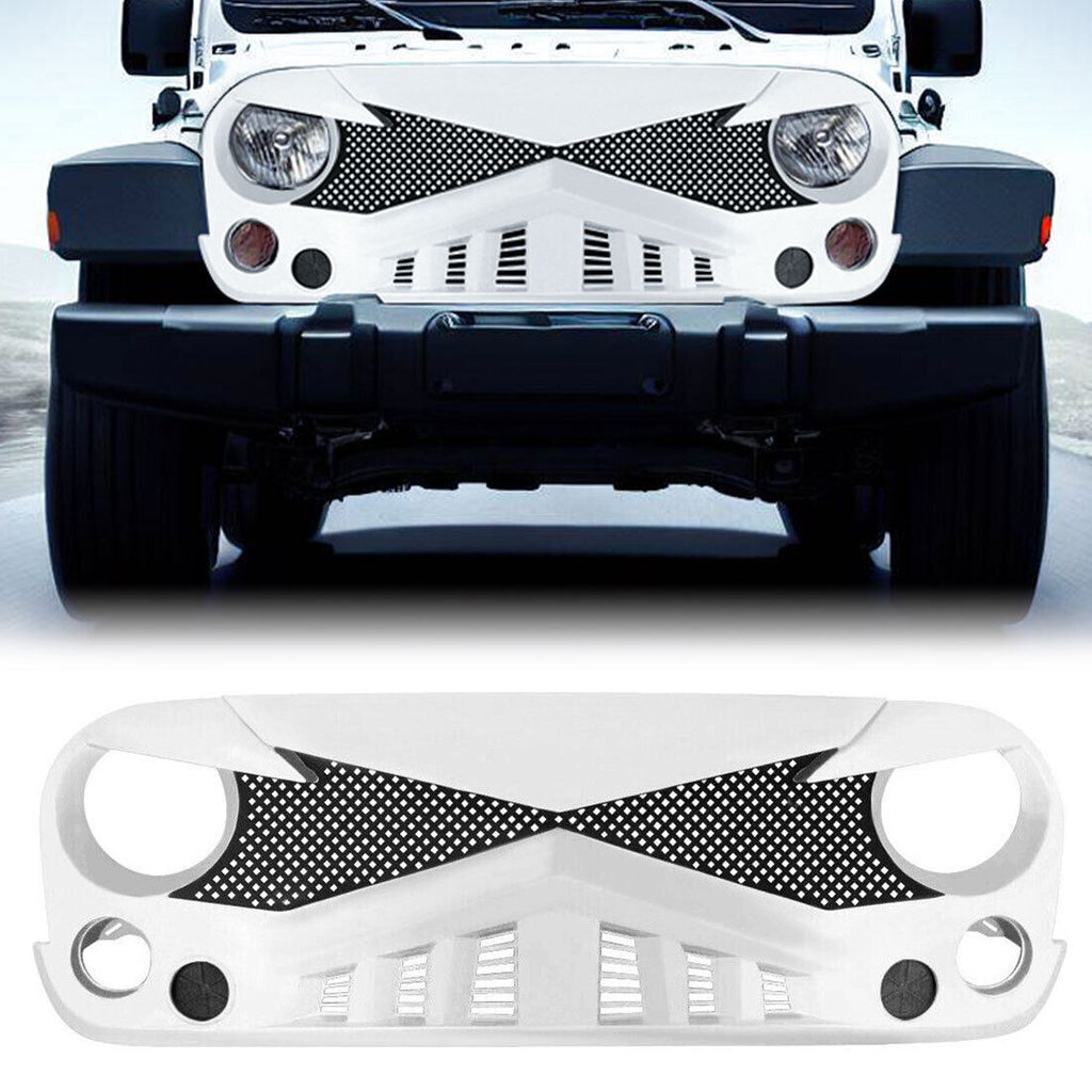 White Trooper Grille for 2007-2018 Jeep Wrangler JK JKU Grille