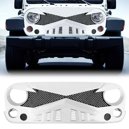 White Trooper Grille for 2007-2018 Jeep Wrangler JK JKU Default Title Grille