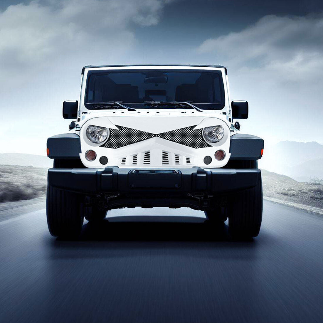 White Trooper Grille for 2007-2018 Jeep Wrangler JK JKU Grille
