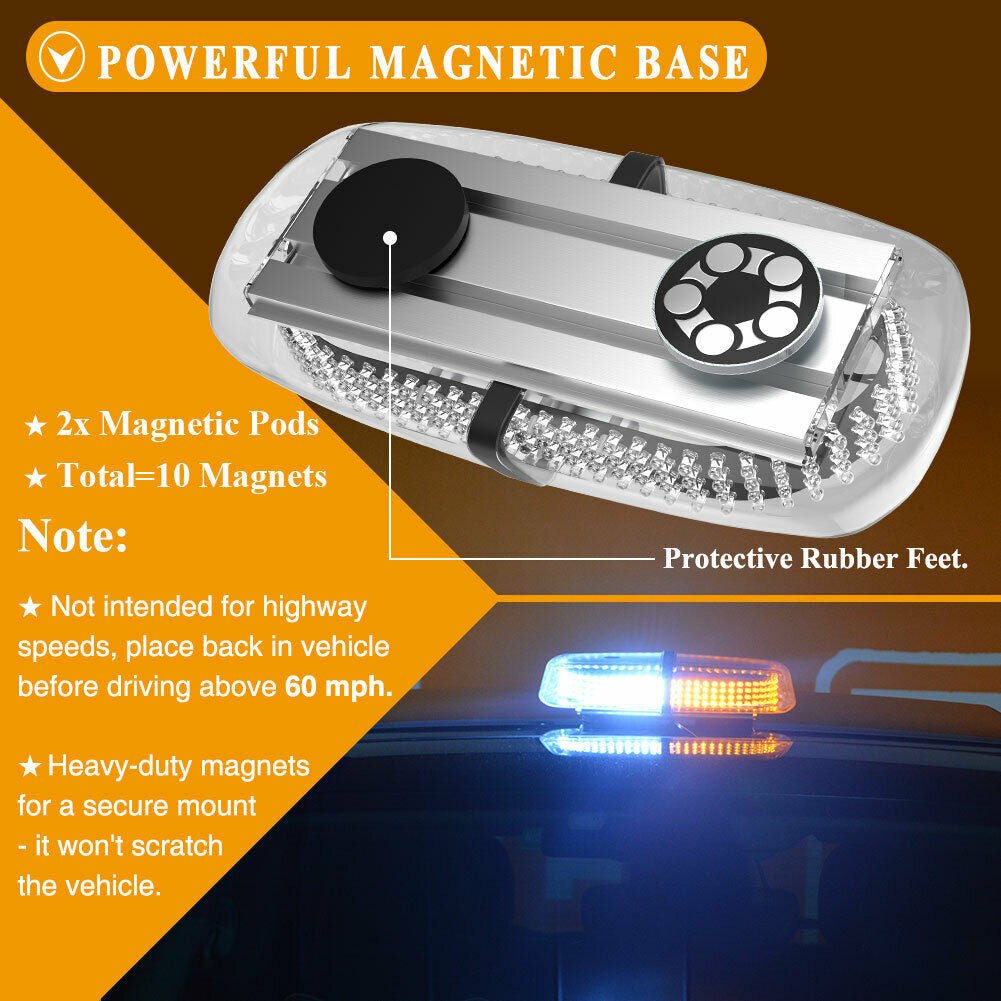 White/Amber 240 LED Emergency Warning Flash Strobe Light Waterproof 12" - GENSSI Lighting