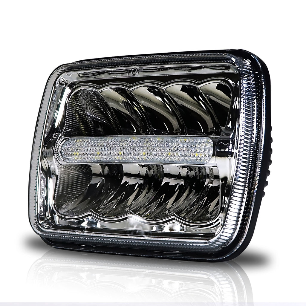 XDR LED Chrome Headlights w/DRL for XJ and YJ Lighting