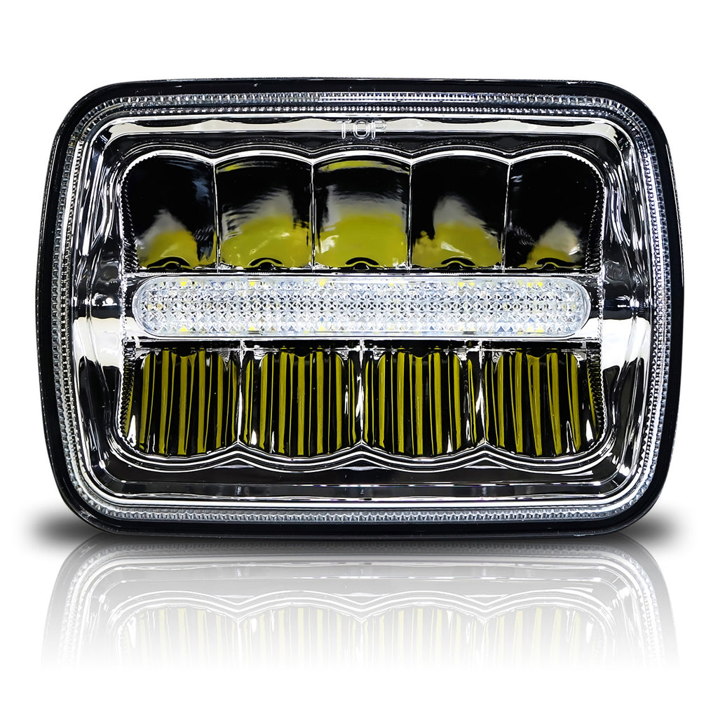 XDR LED Chrome Headlights w/DRL for XJ and YJ Lighting