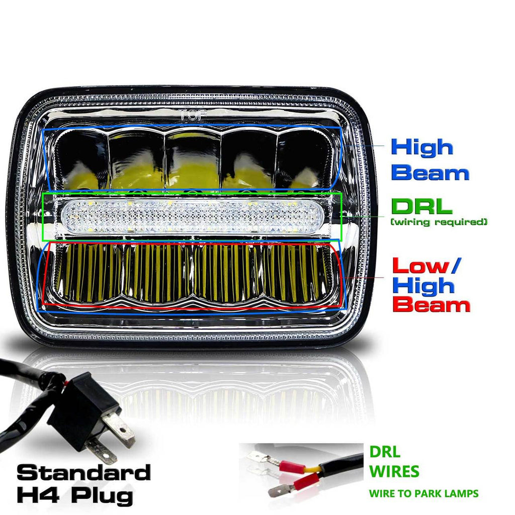 XDR LED Chrome Headlights w/DRL for XJ and YJ Lighting