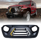 Matte Black Element Grille with LED DRL Turn Signal Lights For 2018 - 2023 Jeep Wrangler JL JT JLU - GENSSI Grille