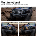 Matte Black Element Grille with LED DRL Turn Signal Lights For 2018 - 2023 Jeep Wrangler JL JT JLU - GENSSI Grille