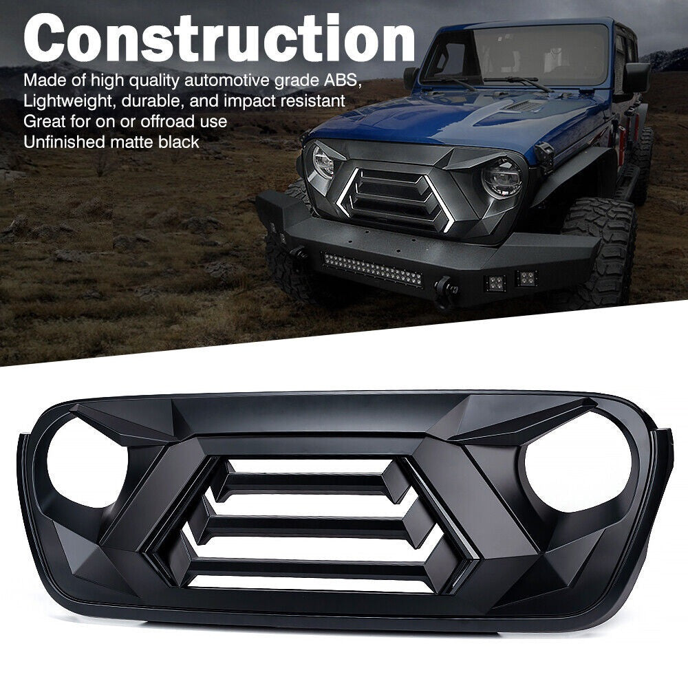 Matte Black Element Grille with LED DRL Turn Signal Lights For 2018-2023 Jeep Wrangler JL JT JLU Grille