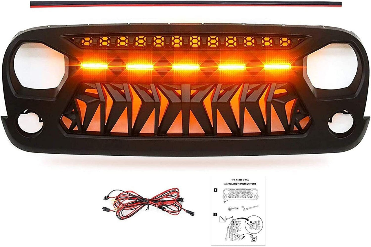 Warrior Xtreme Grille Version 3 with LED Lights for Jeep Wrangler JK JKU 2007-2018 Grille