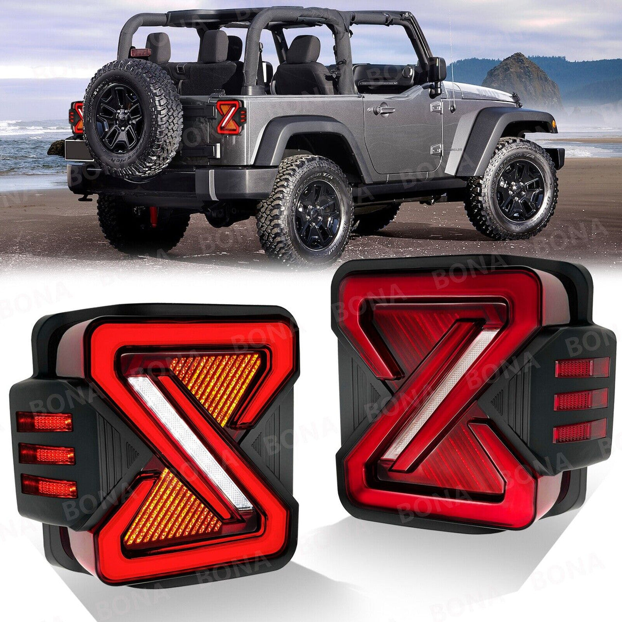 LED Crossover Rear Tail Lights Brake Turn Signals for 2007-2018 Jeep Wrangler JK JKU Lighting