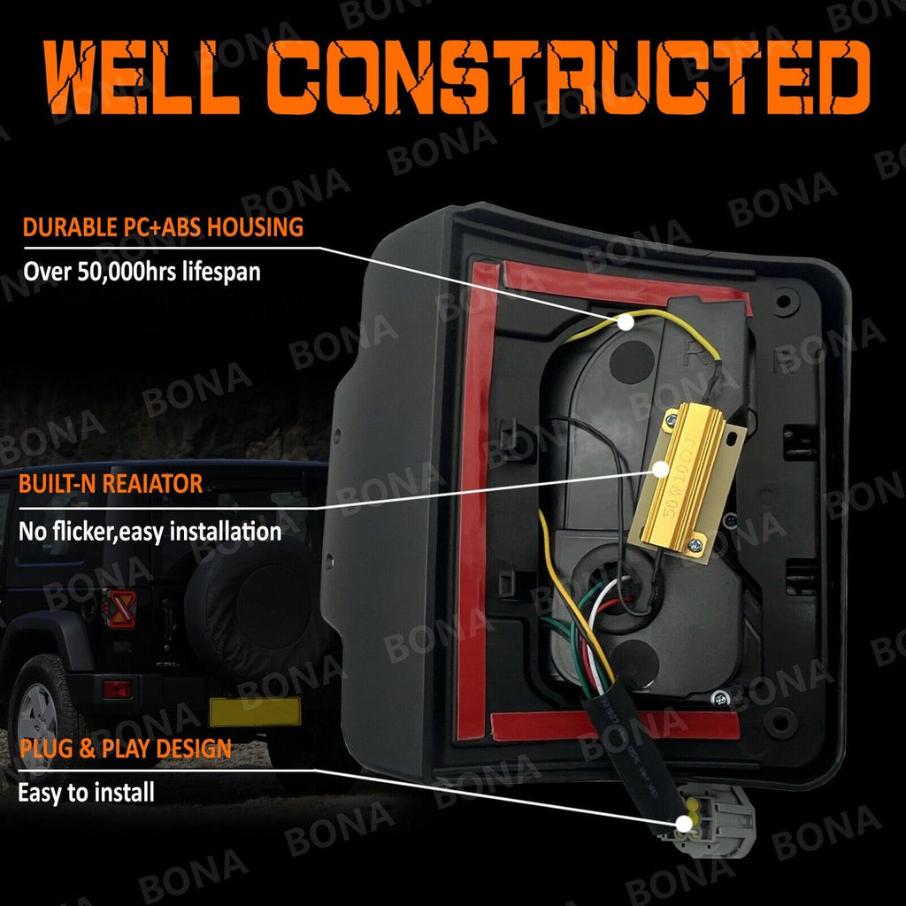 LED Crossover Rear Tail Lights Brake Turn Signals for 2007-2018 Jeep Wrangler JK JKU Lighting