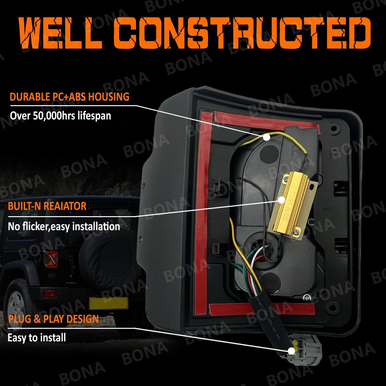 LED Crossover Rear Tail Lights Brake Turn Signals for 2007-2018 Jeep Wrangler JK JKU Lighting