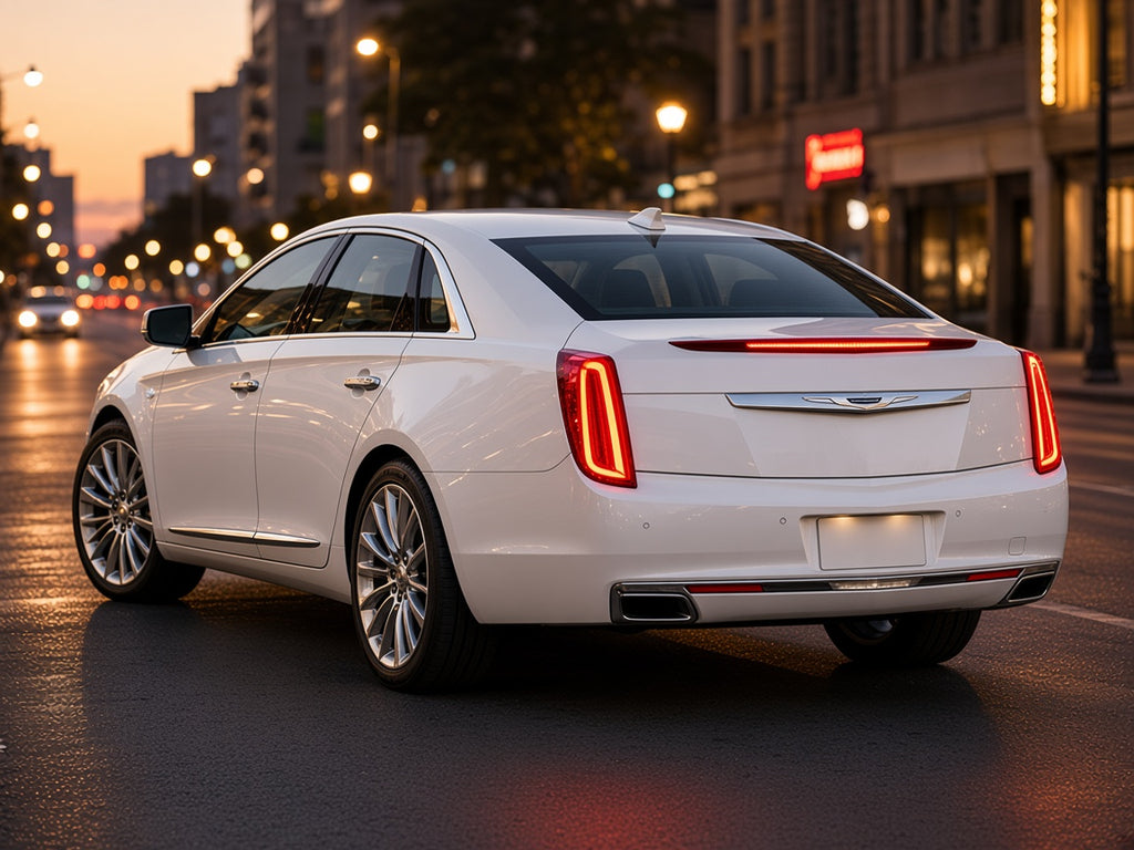 Cadillac XTS (2013-2017) with chrome LED tail lights installed